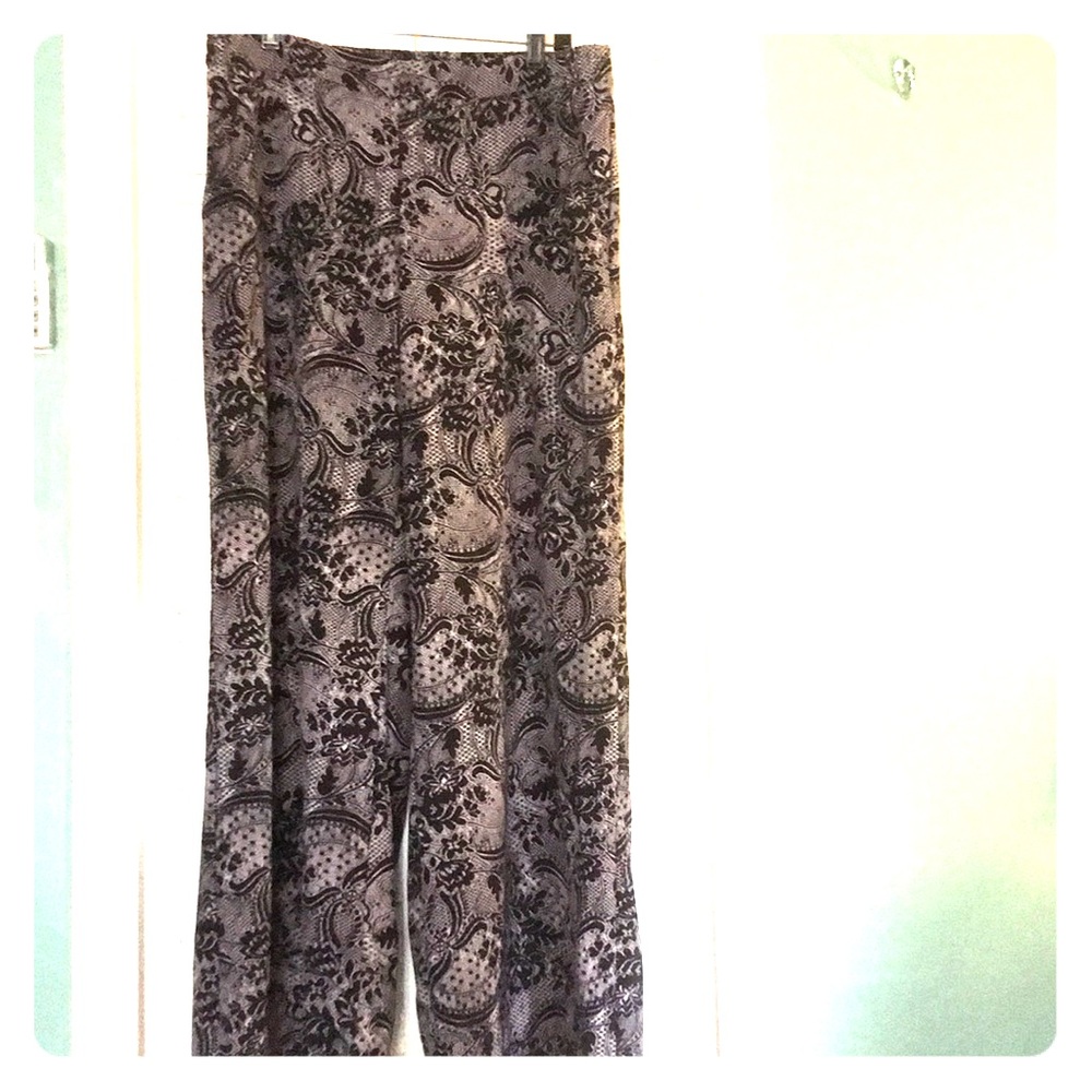 Ny&co large palazzo pants, black/lavender